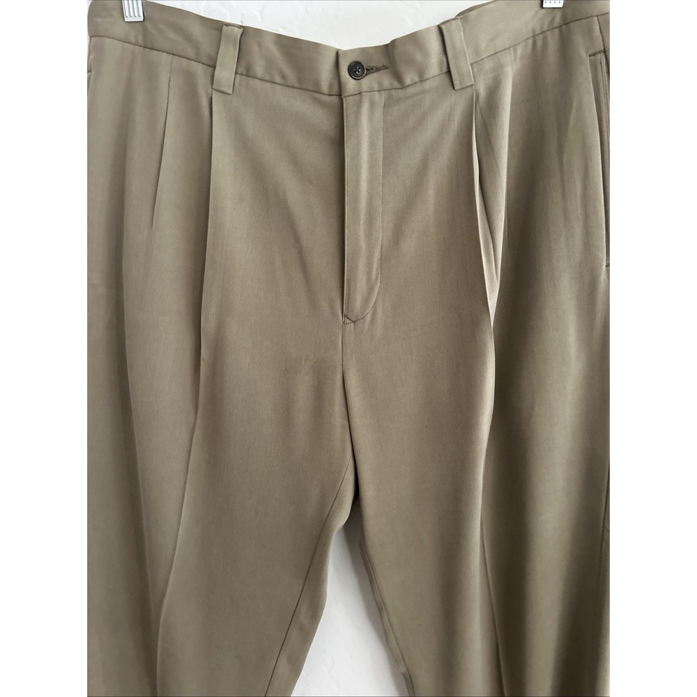 Tommy Bahama‎ Mens 38x30 Khaki Silk Pleated Golf Casual Dress Trousers Pants